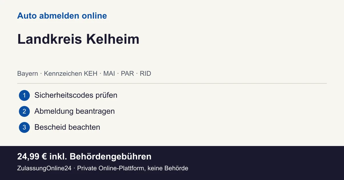 Auto abmelden: örtliche Einordnung für Landkreis Kelheim und die drei Vorbereitungsschritte
