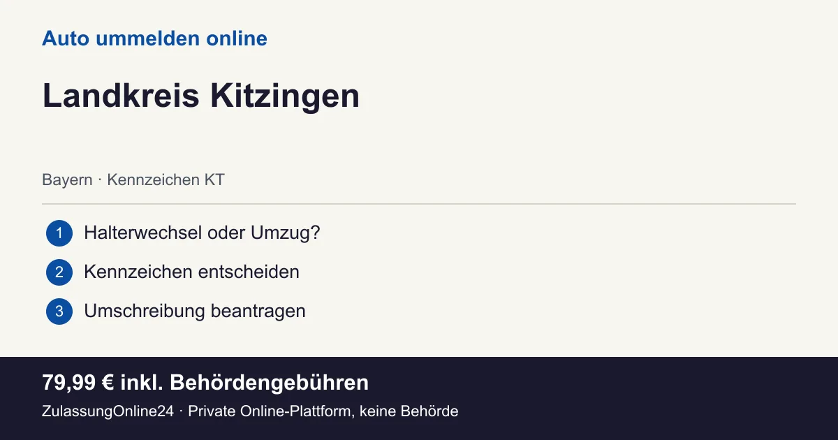 Auto ummelden: örtliche Einordnung für Landkreis Kitzingen und die drei Vorbereitungsschritte