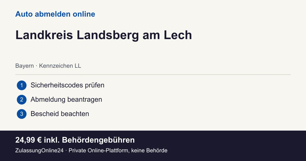Auto abmelden: örtliche Einordnung für Landkreis Landsberg am Lech und die drei Vorbereitungsschritte