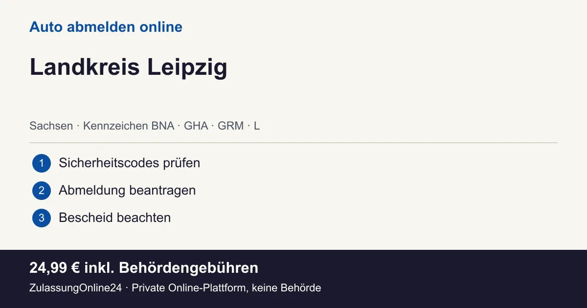 Auto abmelden: örtliche Einordnung für Landkreis Leipzig und die drei Vorbereitungsschritte
