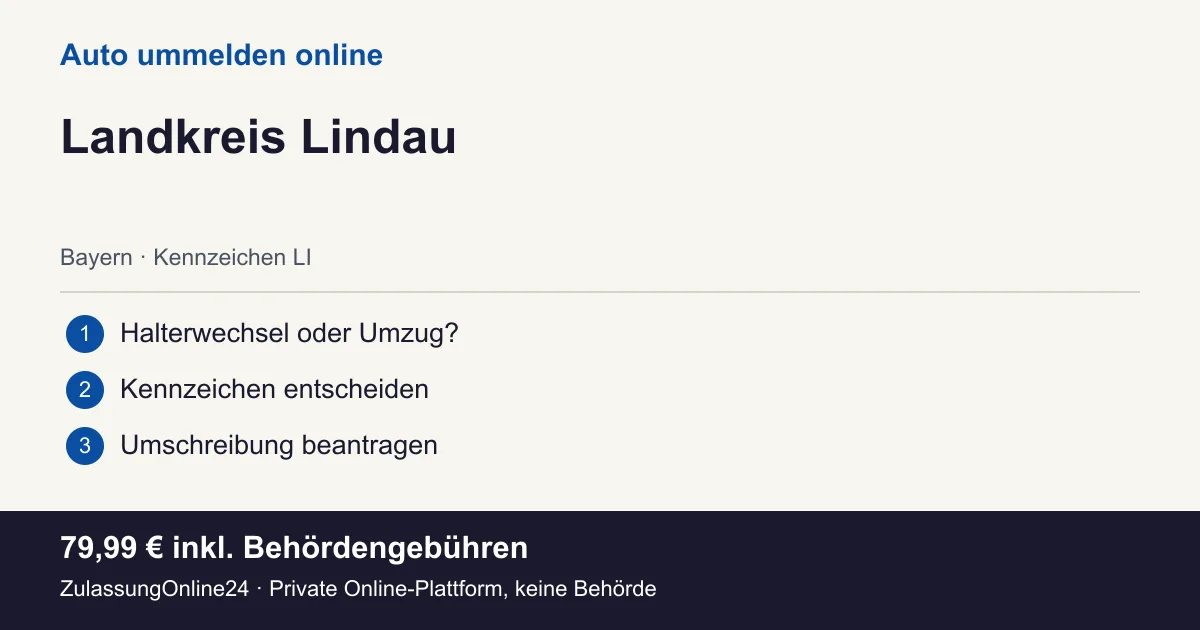 Auto ummelden: örtliche Einordnung für Landkreis Lindau und die drei Vorbereitungsschritte