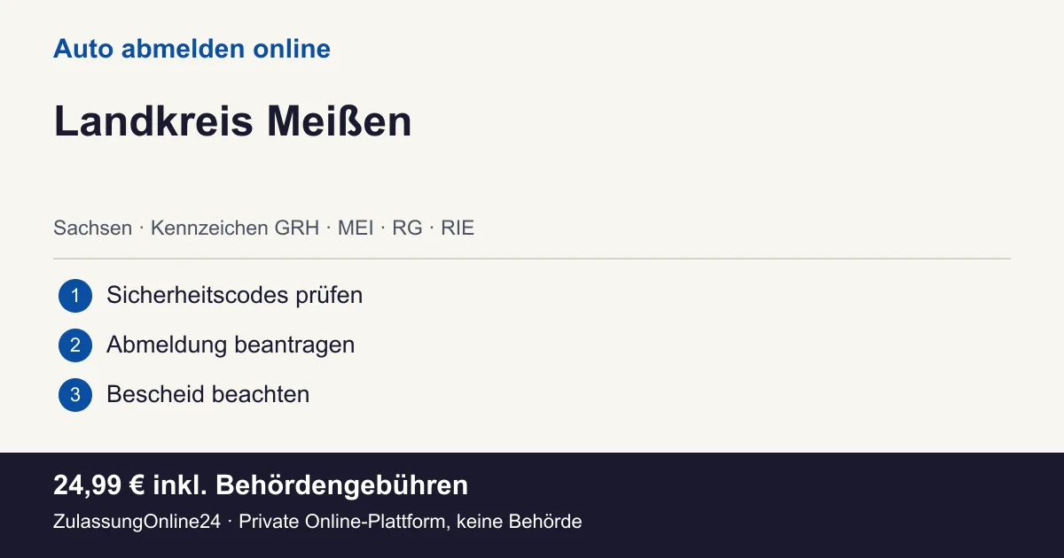 Auto abmelden: örtliche Einordnung für Landkreis Meißen und die drei Vorbereitungsschritte