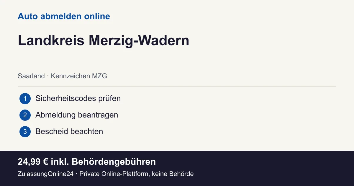Auto abmelden: örtliche Einordnung für Landkreis Merzig-Wadern und die drei Vorbereitungsschritte