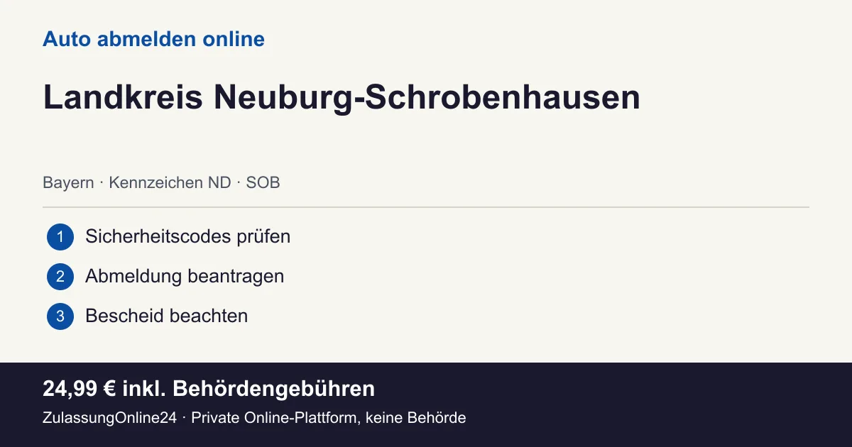Auto abmelden: örtliche Einordnung für Landkreis Neuburg-Schrobenhausen und die drei Vorbereitungsschritte