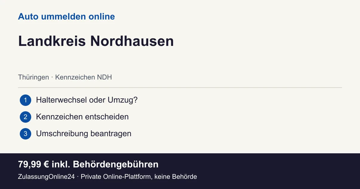 Auto ummelden: örtliche Einordnung für Landkreis Nordhausen und die drei Vorbereitungsschritte