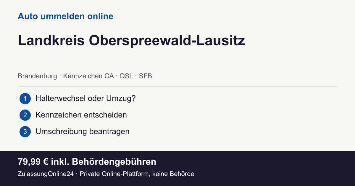 Auto ummelden: örtliche Einordnung für Landkreis Oberspreewald-Lausitz und die drei Vorbereitungsschritte