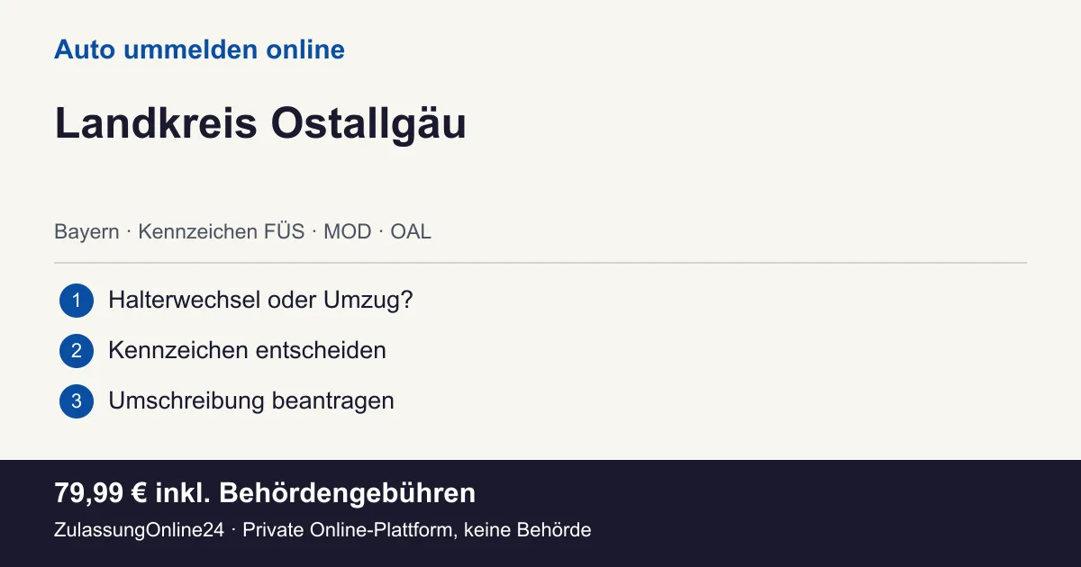 Auto ummelden: örtliche Einordnung für Landkreis Ostallgäu und die drei Vorbereitungsschritte