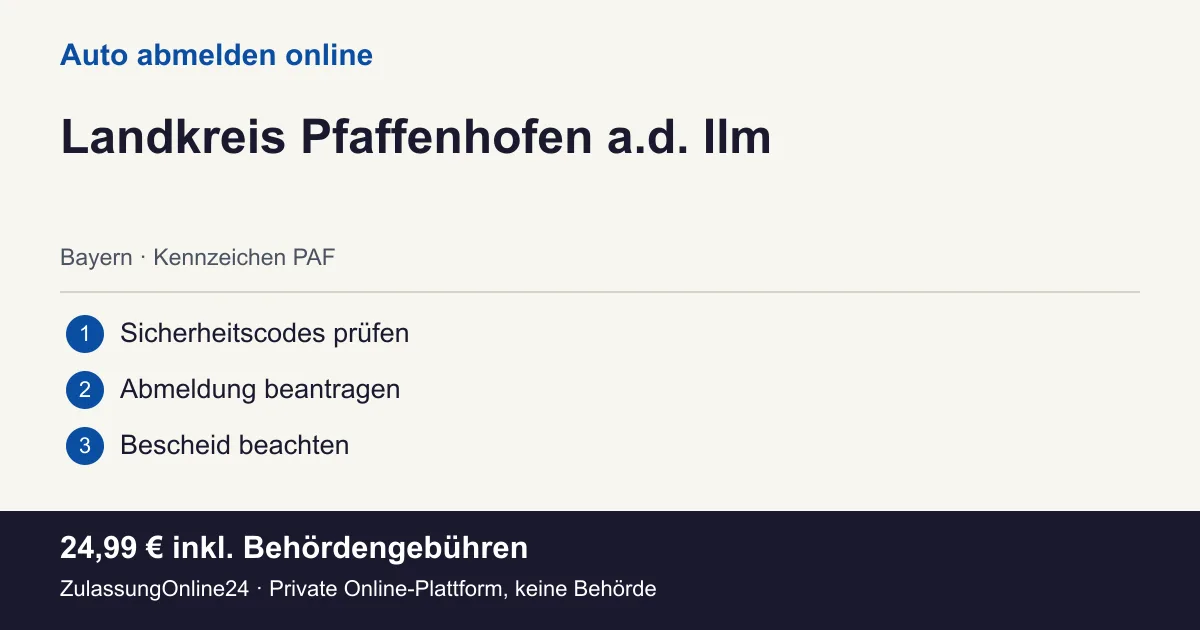 Auto abmelden: örtliche Einordnung für Landkreis Pfaffenhofen a.d. Ilm und die drei Vorbereitungsschritte