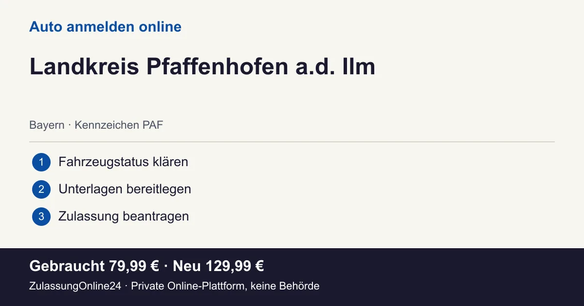 Auto anmelden: örtliche Einordnung für Landkreis Pfaffenhofen a.d. Ilm und die drei Vorbereitungsschritte