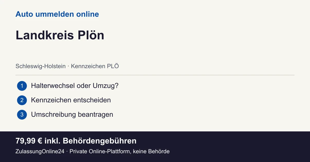 Auto ummelden: örtliche Einordnung für Landkreis Plön und die drei Vorbereitungsschritte