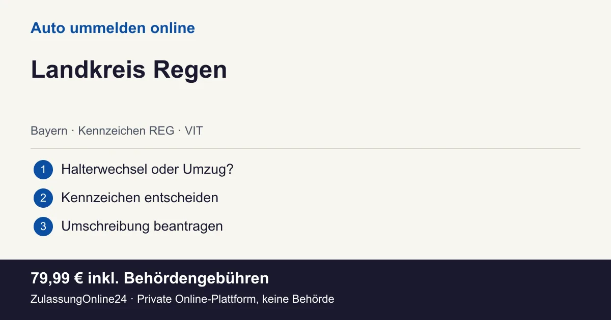 Auto ummelden: örtliche Einordnung für Landkreis Regen und die drei Vorbereitungsschritte