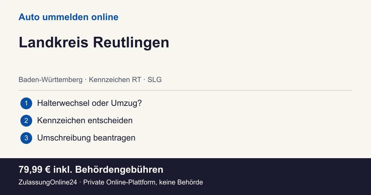 Auto ummelden: örtliche Einordnung für Landkreis Reutlingen und die drei Vorbereitungsschritte