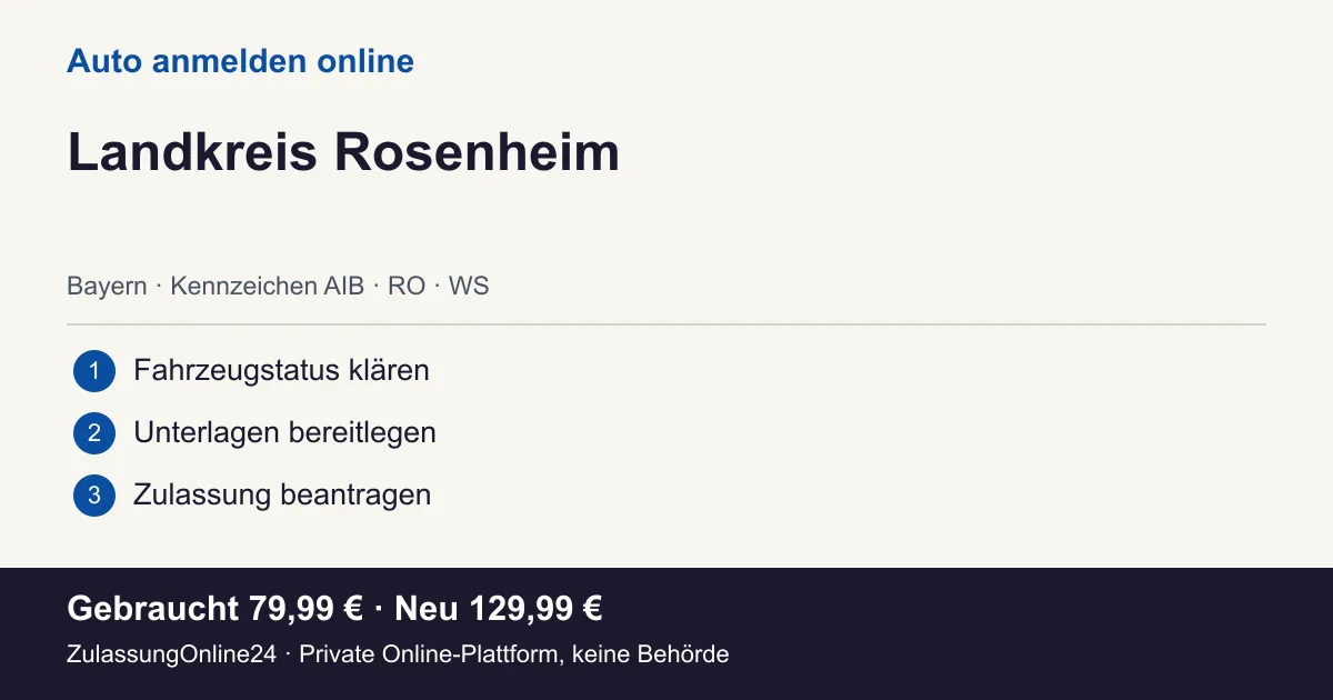 Auto anmelden: örtliche Einordnung für Landkreis Rosenheim und die drei Vorbereitungsschritte