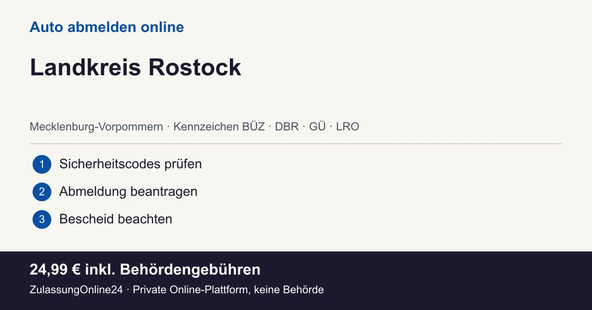 Auto abmelden: örtliche Einordnung für Landkreis Rostock und die drei Vorbereitungsschritte