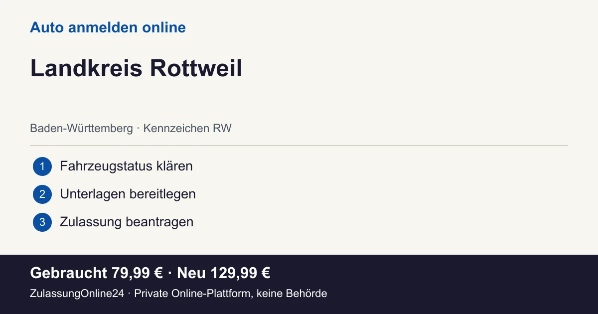 Auto anmelden: örtliche Einordnung für Landkreis Rottweil und die drei Vorbereitungsschritte