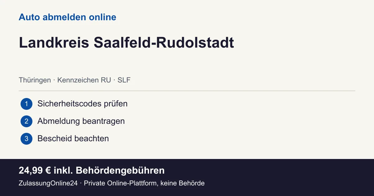 Auto abmelden: örtliche Einordnung für Landkreis Saalfeld-Rudolstadt und die drei Vorbereitungsschritte
