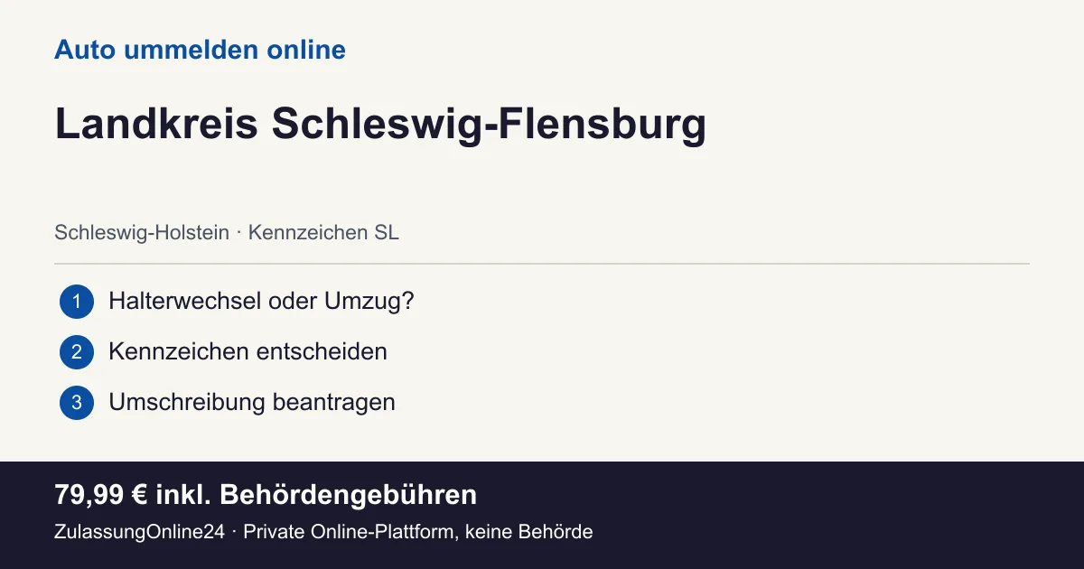 Auto ummelden: örtliche Einordnung für Landkreis Schleswig-Flensburg und die drei Vorbereitungsschritte