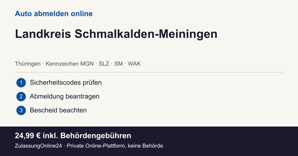 Auto abmelden: örtliche Einordnung für Landkreis Schmalkalden-Meiningen und die drei Vorbereitungsschritte