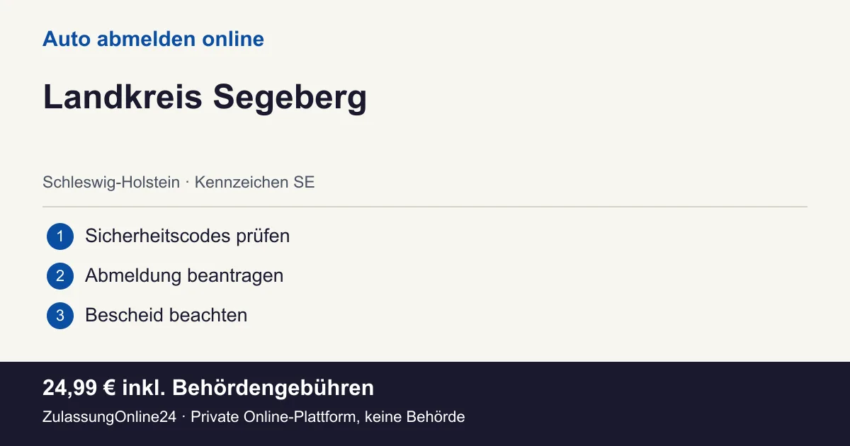 Auto abmelden: örtliche Einordnung für Landkreis Segeberg und die drei Vorbereitungsschritte
