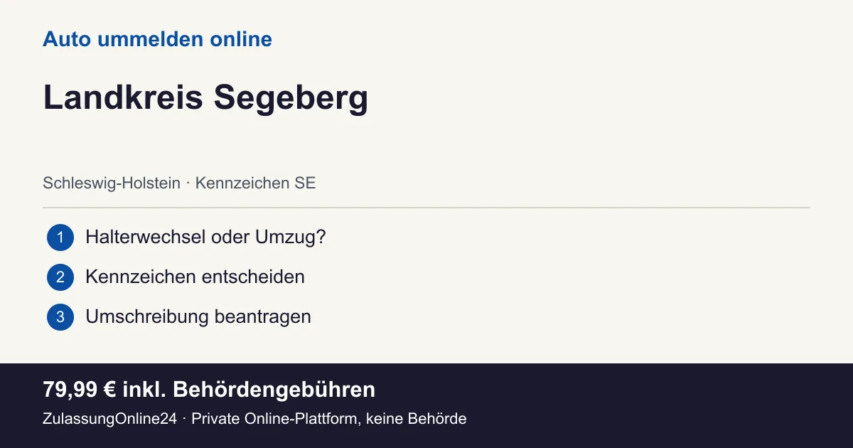 Auto ummelden: örtliche Einordnung für Landkreis Segeberg und die drei Vorbereitungsschritte