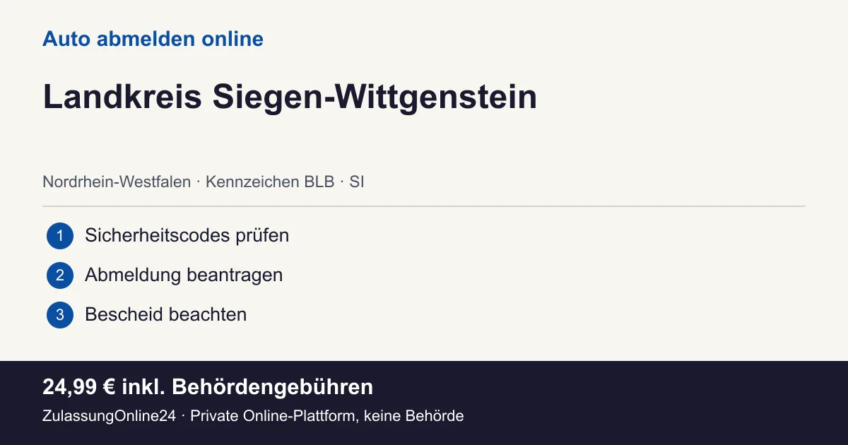 Auto abmelden: örtliche Einordnung für Landkreis Siegen-Wittgenstein und die drei Vorbereitungsschritte