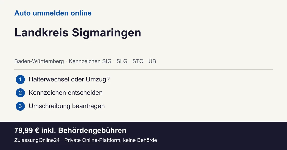 Auto ummelden: örtliche Einordnung für Landkreis Sigmaringen und die drei Vorbereitungsschritte