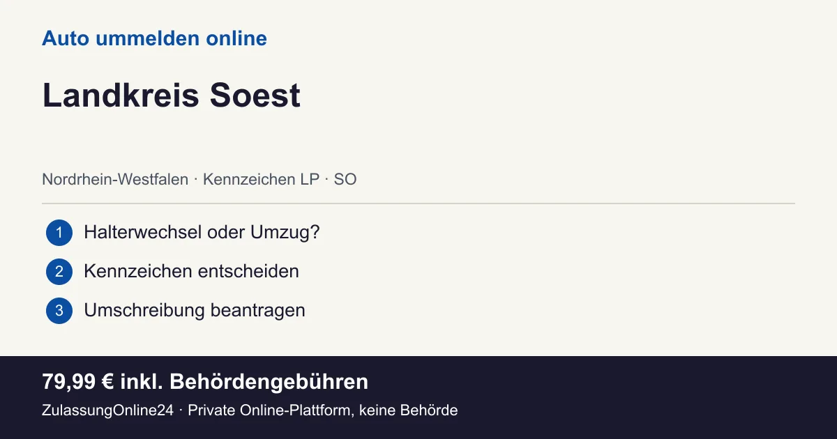 Auto ummelden: örtliche Einordnung für Landkreis Soest und die drei Vorbereitungsschritte