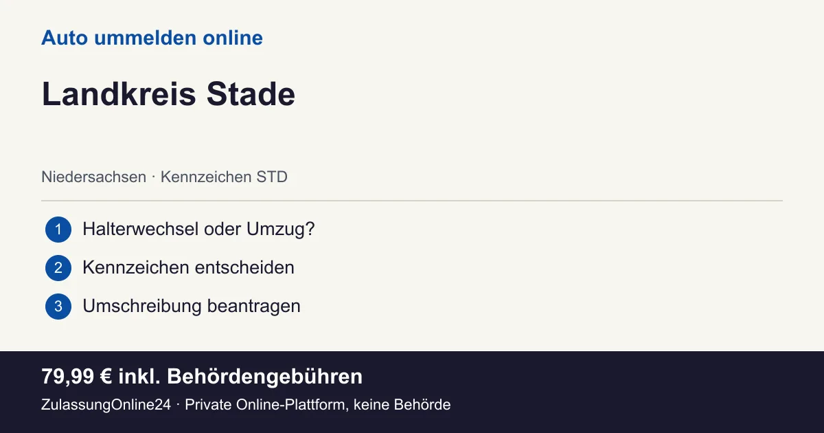 Auto ummelden: örtliche Einordnung für Landkreis Stade und die drei Vorbereitungsschritte