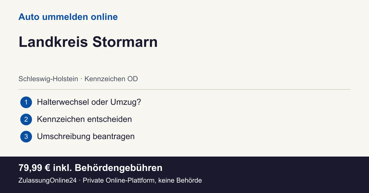 Auto ummelden: örtliche Einordnung für Landkreis Stormarn und die drei Vorbereitungsschritte