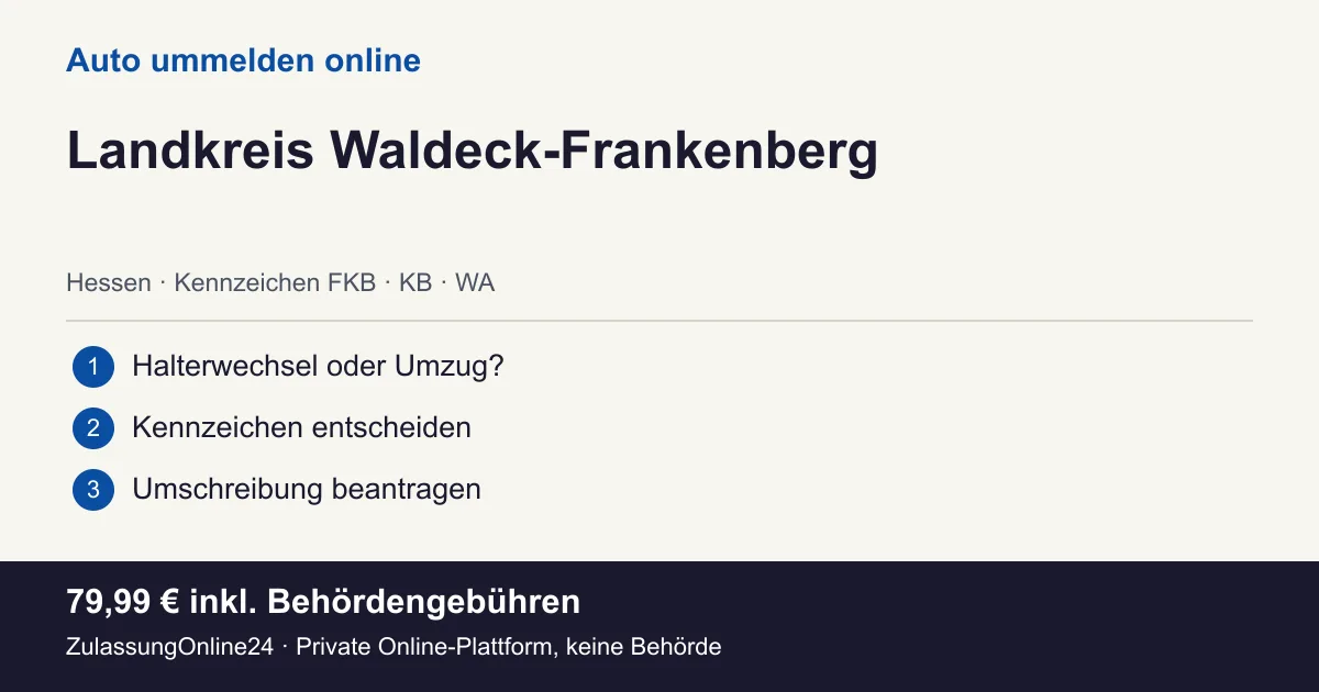 Auto ummelden: örtliche Einordnung für Landkreis Waldeck-Frankenberg und die drei Vorbereitungsschritte
