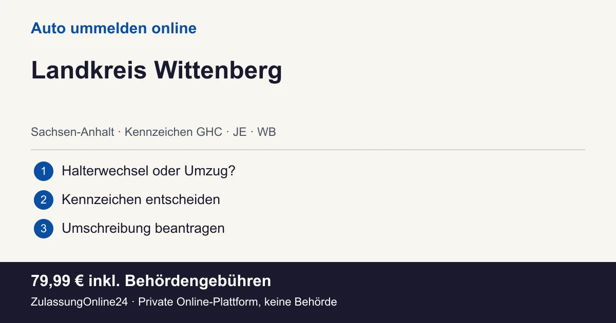 Auto ummelden: örtliche Einordnung für Landkreis Wittenberg und die drei Vorbereitungsschritte