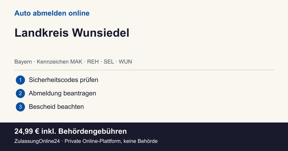 Auto abmelden: örtliche Einordnung für Landkreis Wunsiedel und die drei Vorbereitungsschritte