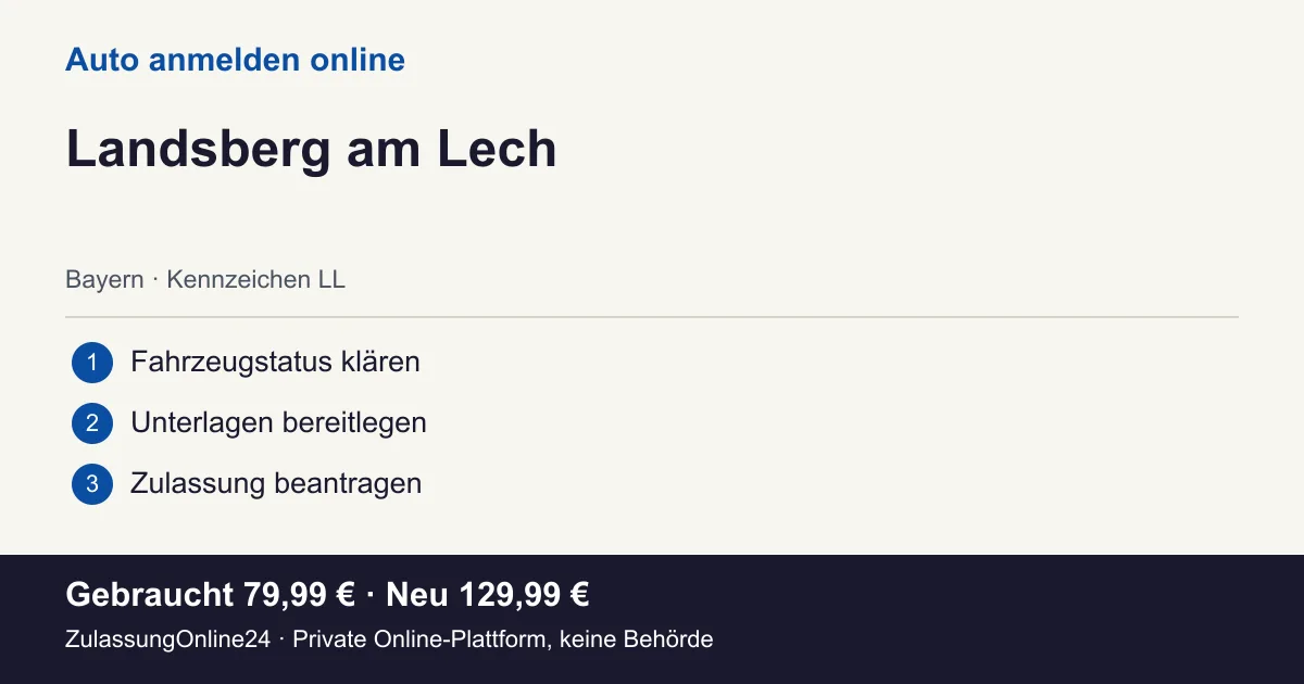 Auto anmelden: örtliche Einordnung für Landsberg am Lech und die drei Vorbereitungsschritte