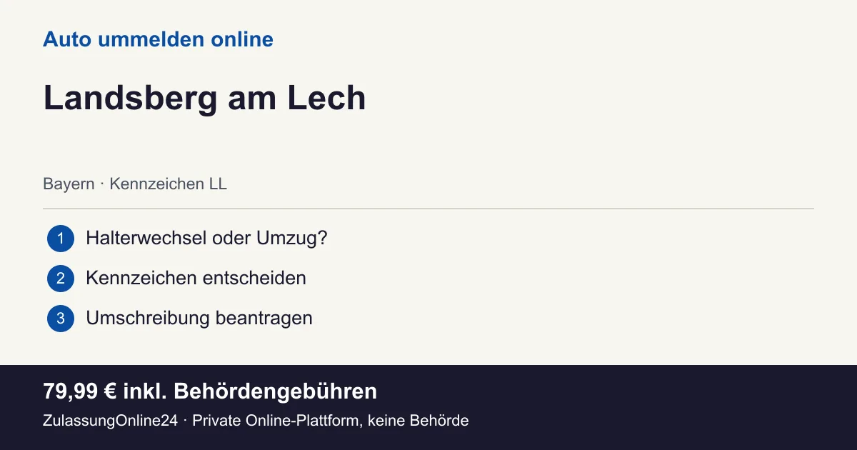 Auto ummelden: örtliche Einordnung für Landsberg am Lech und die drei Vorbereitungsschritte