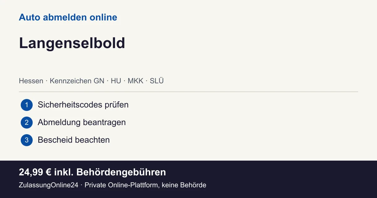 Auto abmelden: örtliche Einordnung für Langenselbold und die drei Vorbereitungsschritte