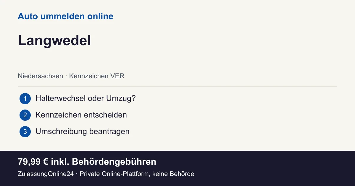 Auto ummelden: örtliche Einordnung für Langwedel und die drei Vorbereitungsschritte