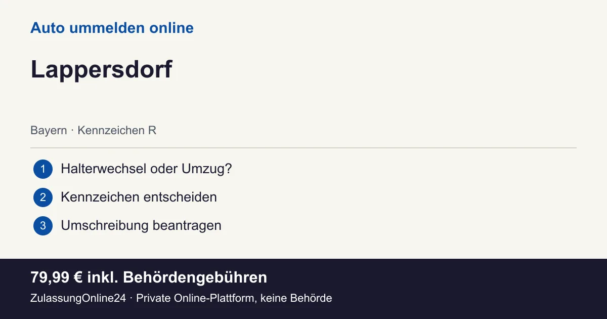 Auto ummelden: örtliche Einordnung für Lappersdorf und die drei Vorbereitungsschritte