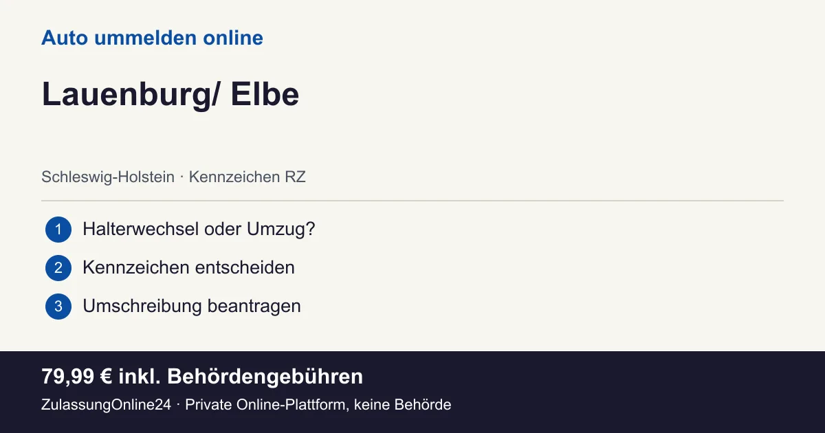Auto ummelden: örtliche Einordnung für Lauenburg/ Elbe und die drei Vorbereitungsschritte