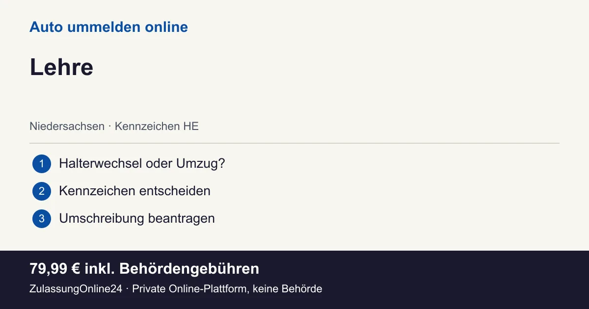Auto ummelden: örtliche Einordnung für Lehre und die drei Vorbereitungsschritte