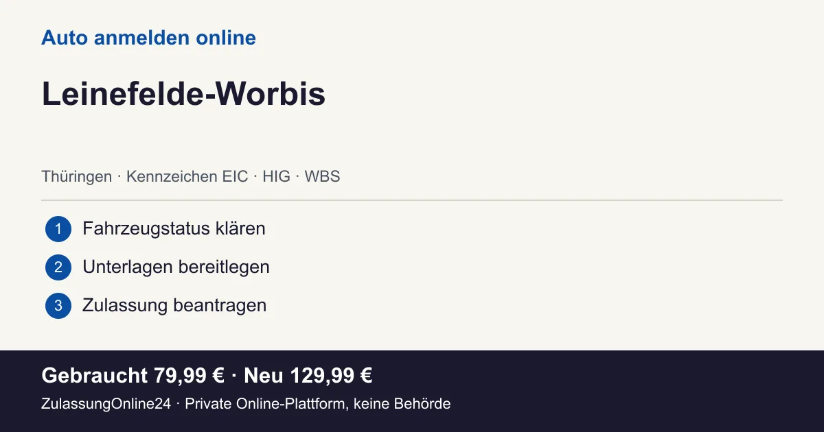 Auto anmelden: örtliche Einordnung für Leinefelde-Worbis und die drei Vorbereitungsschritte