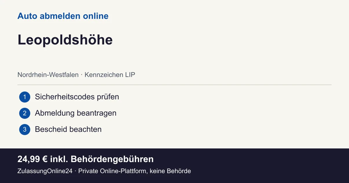 Auto abmelden: örtliche Einordnung für Leopoldshöhe und die drei Vorbereitungsschritte