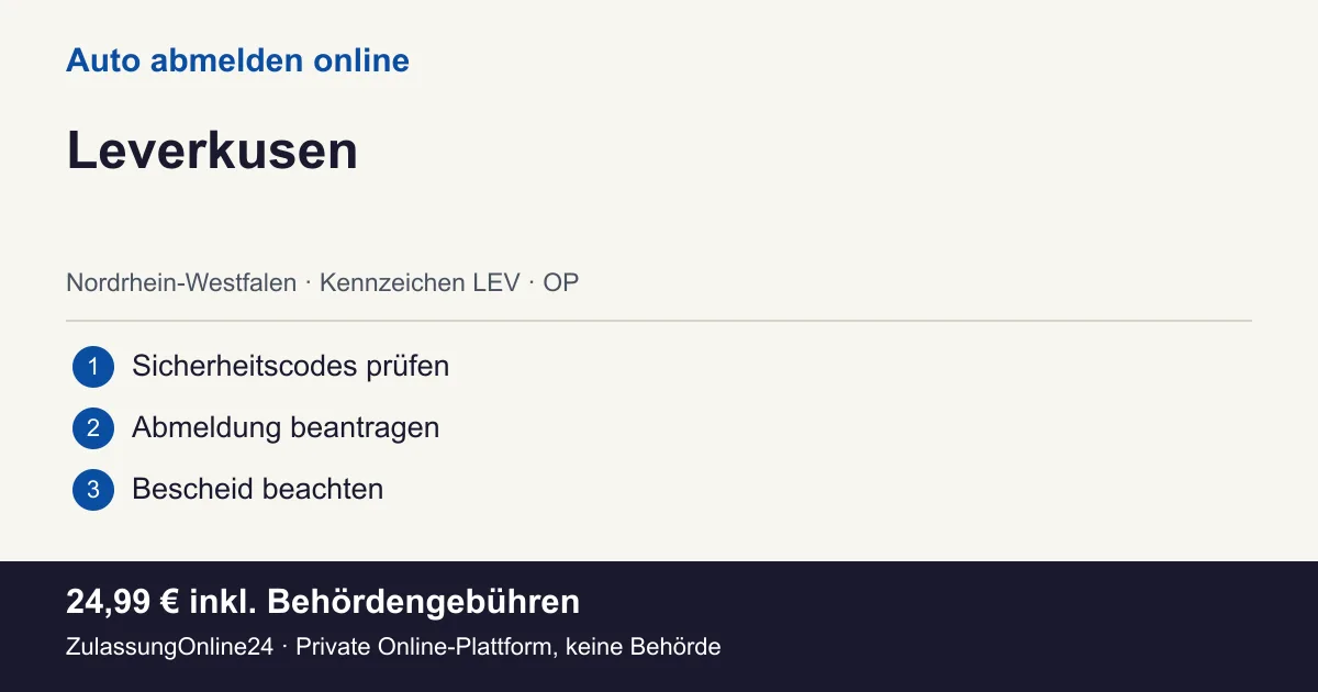 Auto abmelden: örtliche Einordnung für Leverkusen und die drei Vorbereitungsschritte