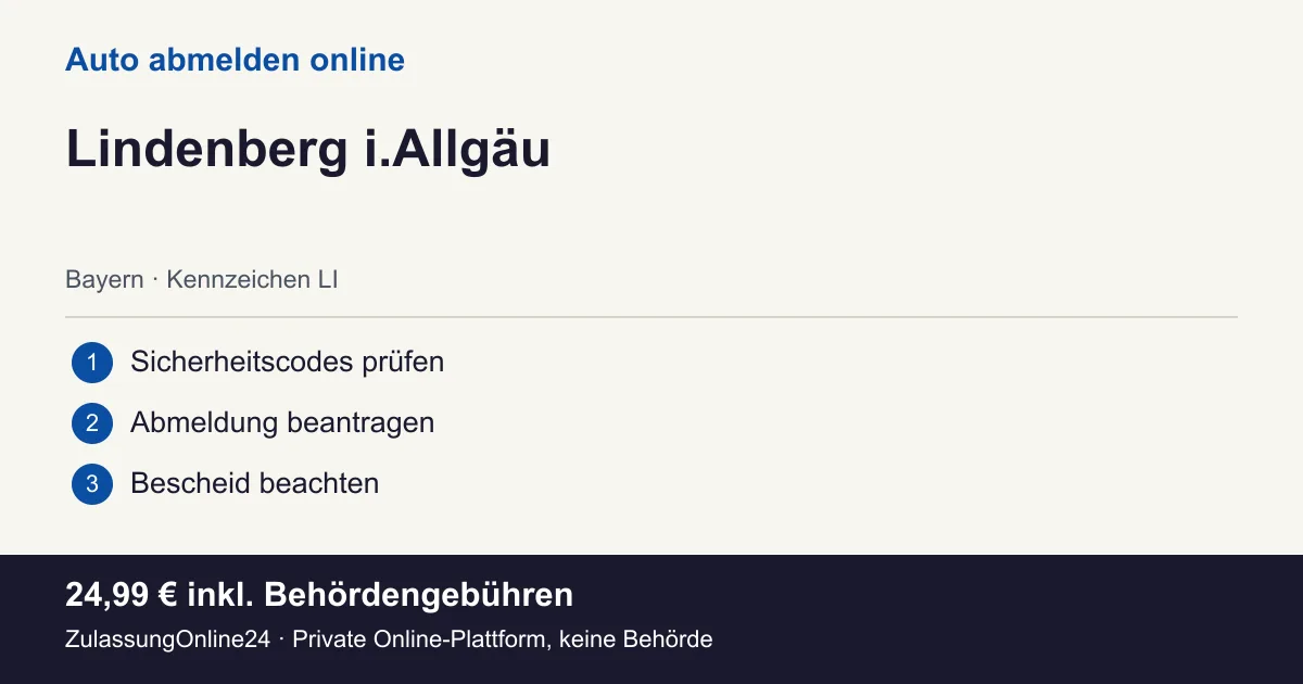Auto abmelden: örtliche Einordnung für Lindenberg i.Allgäu und die drei Vorbereitungsschritte