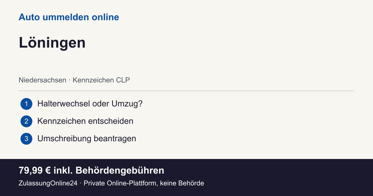 Auto ummelden: örtliche Einordnung für Löningen und die drei Vorbereitungsschritte