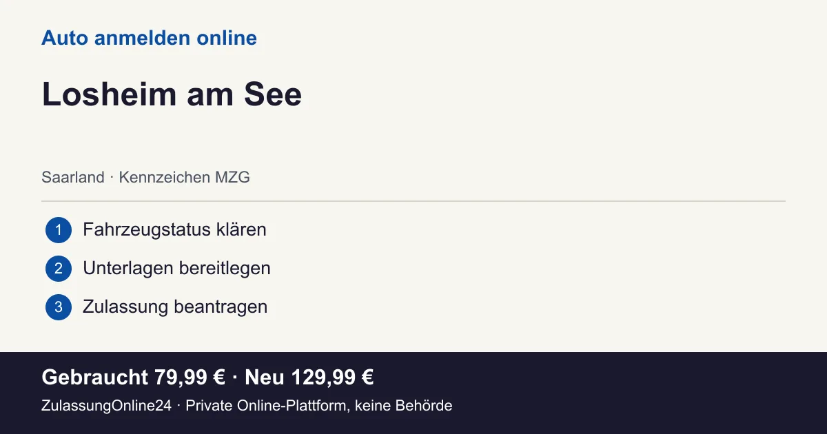 Auto anmelden: örtliche Einordnung für Losheim am See und die drei Vorbereitungsschritte
