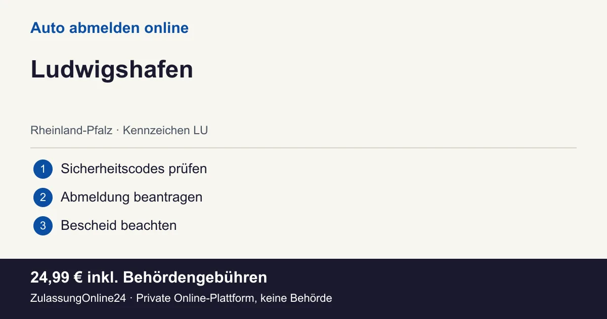 Auto abmelden: örtliche Einordnung für Ludwigshafen und die drei Vorbereitungsschritte
