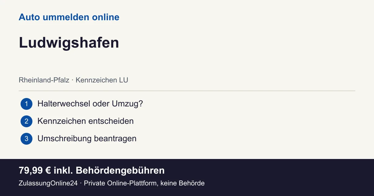 Auto ummelden: örtliche Einordnung für Ludwigshafen und die drei Vorbereitungsschritte