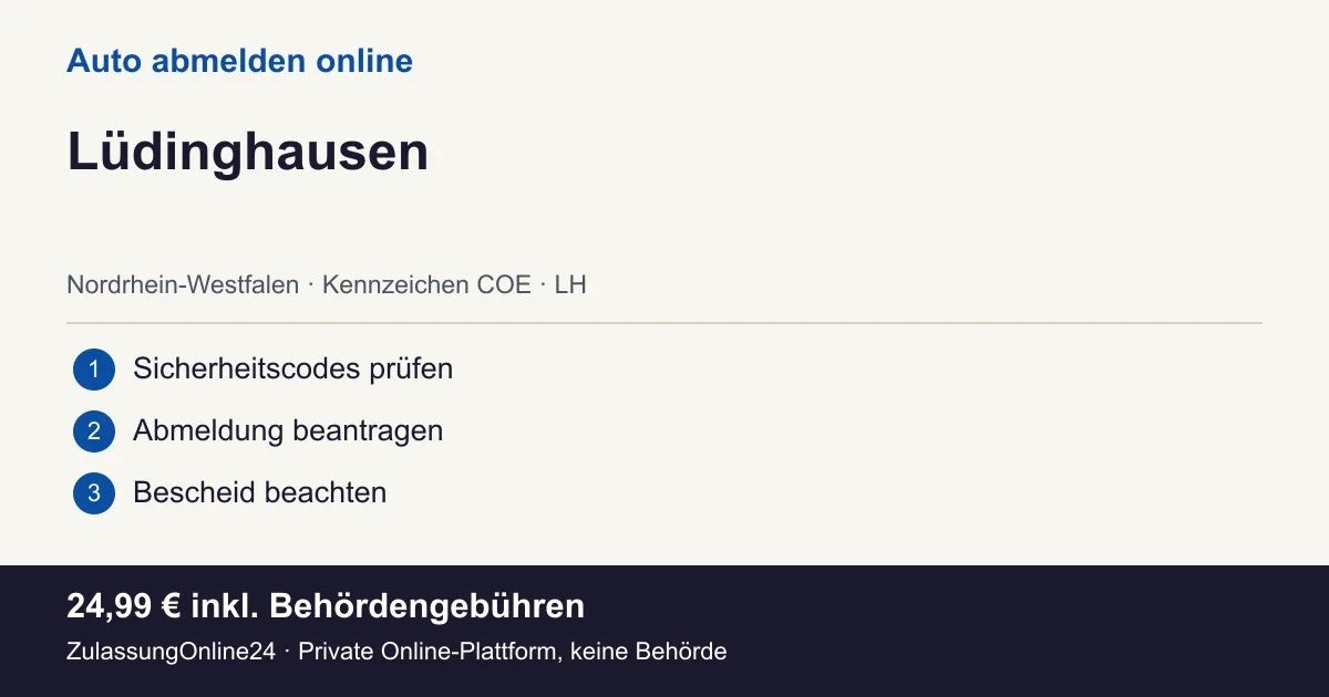 Auto abmelden: örtliche Einordnung für Lüdinghausen und die drei Vorbereitungsschritte