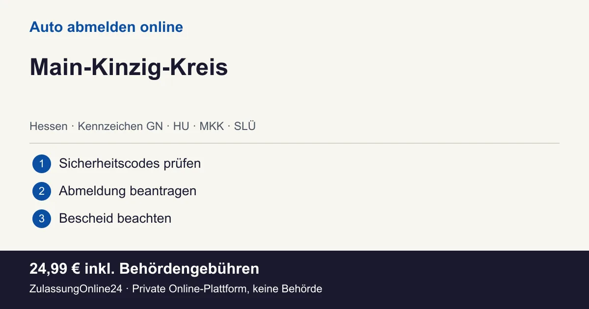 Auto abmelden: örtliche Einordnung für Main-Kinzig-Kreis und die drei Vorbereitungsschritte