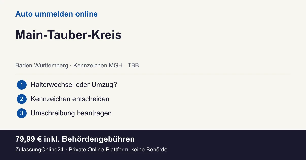 Auto ummelden: örtliche Einordnung für Main-Tauber-Kreis und die drei Vorbereitungsschritte